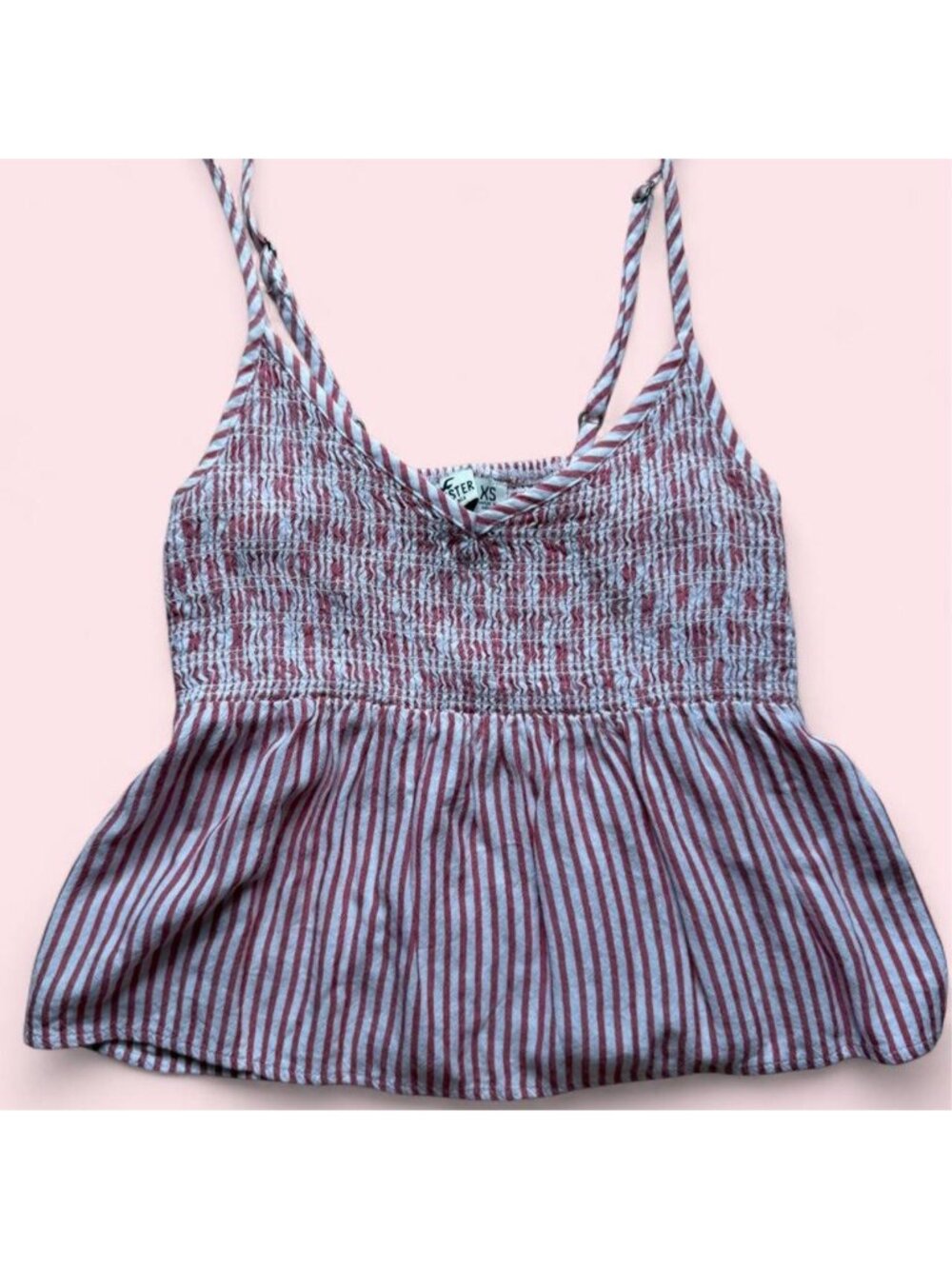 Hollister white and red striped halter top with adjustable straps